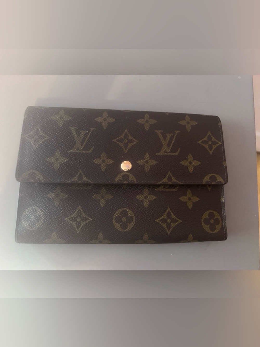 Louis Vuitton Monogram Canvas Wallet in Brown with Gold Snap
